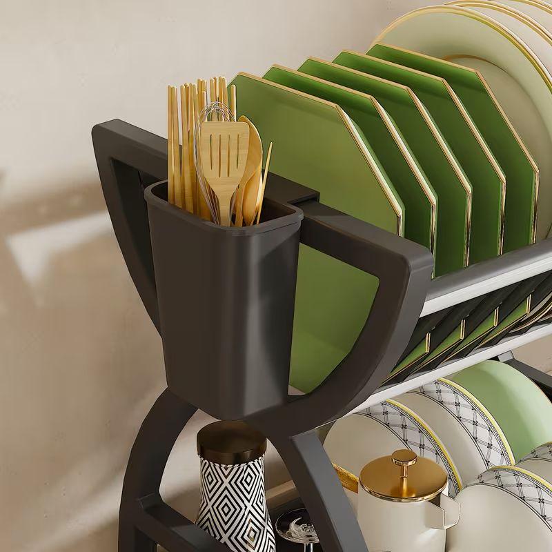 Suport de vase multifuncțional cu 2 niveluri cu tava de scurgere 33x24x30.5 cm