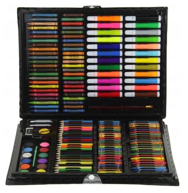 Set Pictura si Desen pentru Copii 168 Piese 24 Creioane Colorate 48 Cerate Pasteluri Acuarele Albastru - detaliu produs
