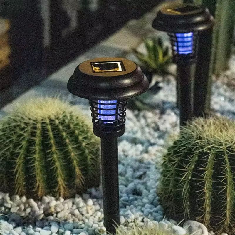 Set 2 Lampi solare  LED si capcana pentru insecte, senzor de lumina, grila de siguranta, buton Off/On1/On2, 600 mAh