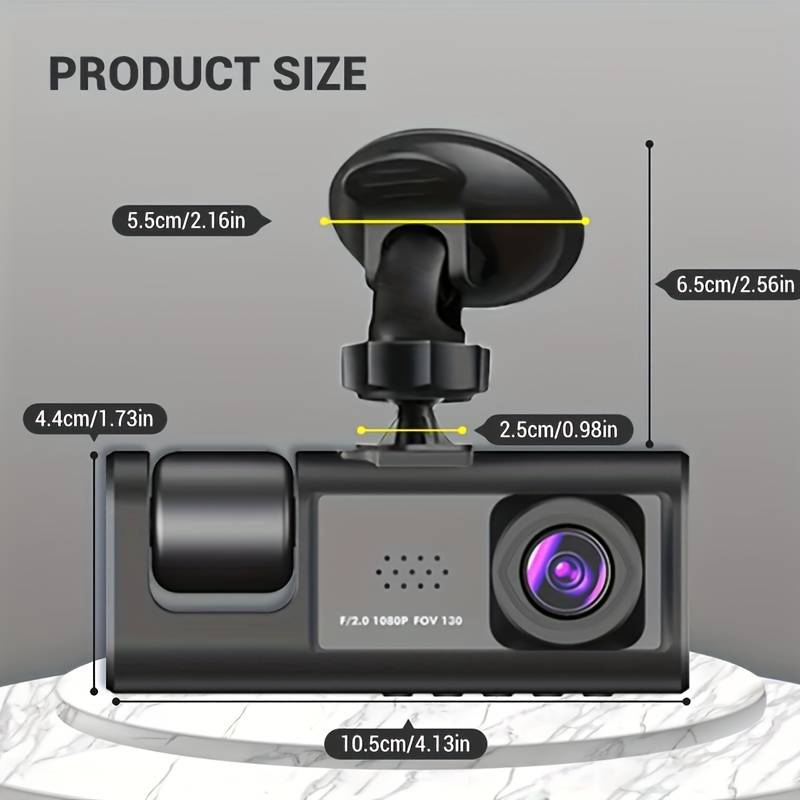RESIGILAT - Camera auto tripla FullHD, 3 camere-fata/spate/interior, ecran 2'', G Senzor