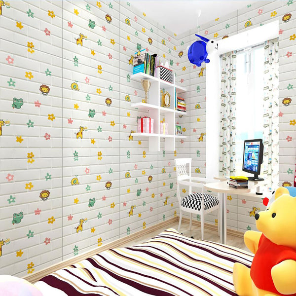 Tapet 3D Caramizi Albe Auto-Adeziv pentru Decorare Perete Camera 70x77cm - detaliu produs