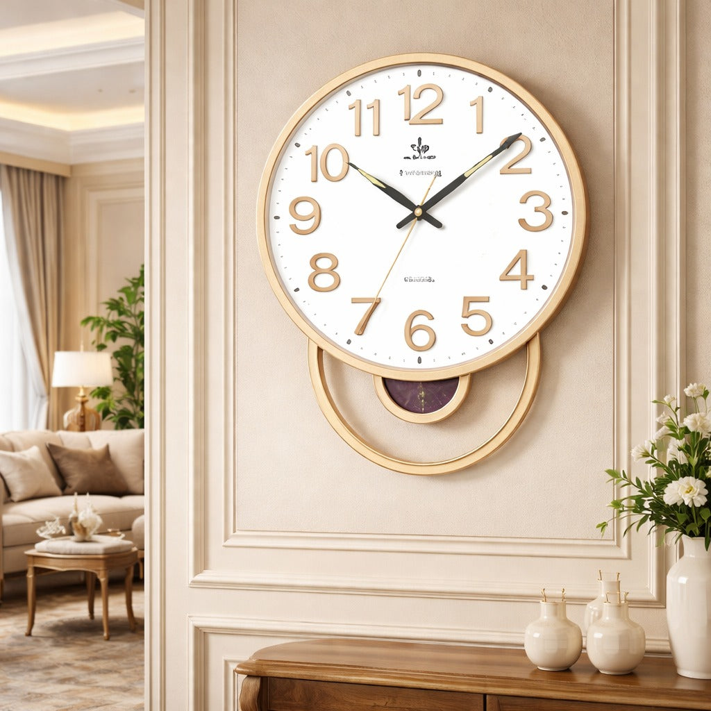 Ceas de perete cu pendul 42x32 cm design contemporan pentru living dormitor sau birou