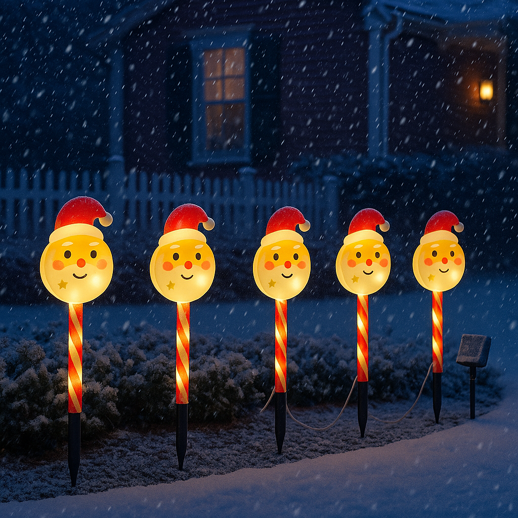 Set 5 Lampi Solare LED Mos Craciun pentru Gradina, 37 cm