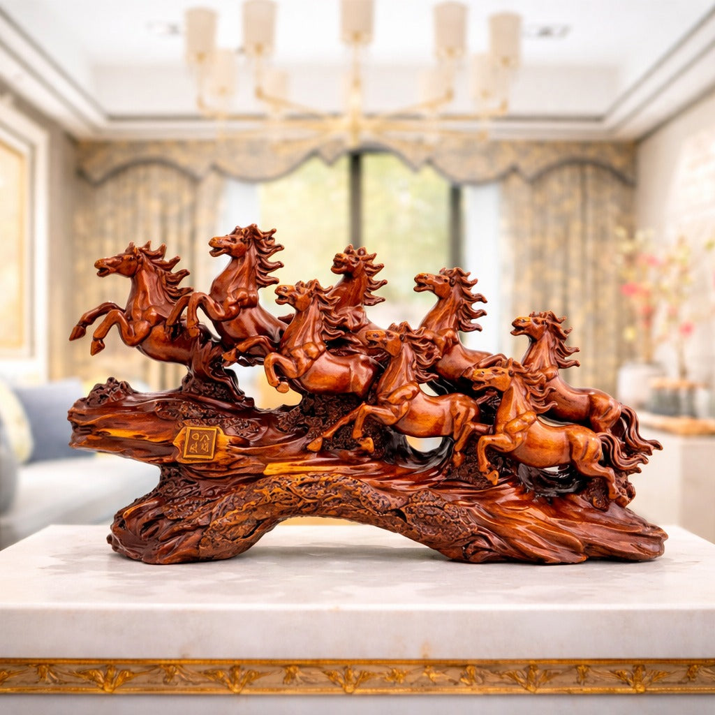 Statueta decorativa cai in alergare – rasina – design artistic premium 11 x 36 x 21 cm