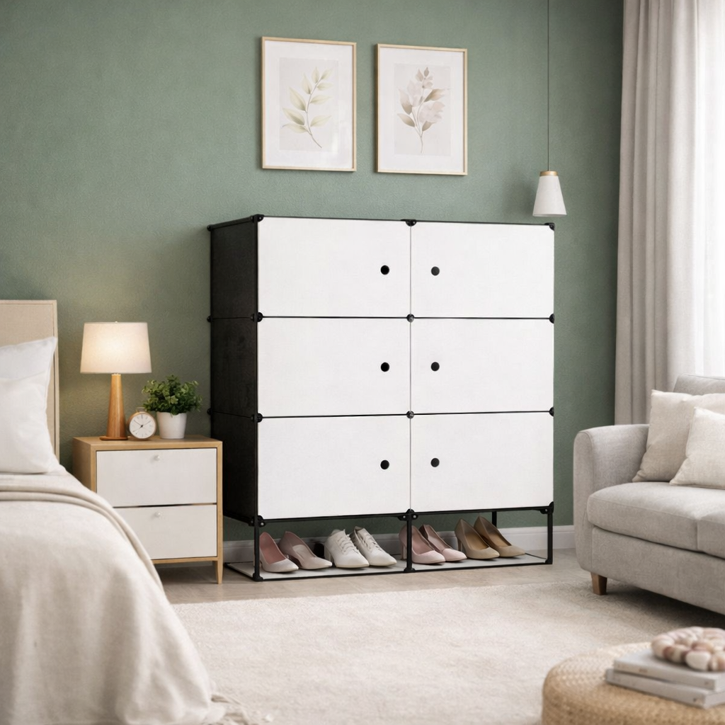 Organizator depozitare cu 6 compartimente 82x36x106 cm, Alb