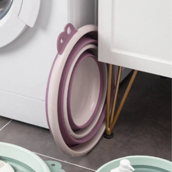 Set 2 ligheane pliabile (6L + 4L) cu suport autoadeziv pentru baie, voiaj, bebelus, compact, 39/35 cm