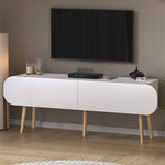 Comoda TV Sicily 120 cm,  cu 2 usi rabatabile push-to-open, PAL melaminat 18 mm clasa E1, suport TV pana la 55 inch, blat 50 kg, design stil modern scandinav