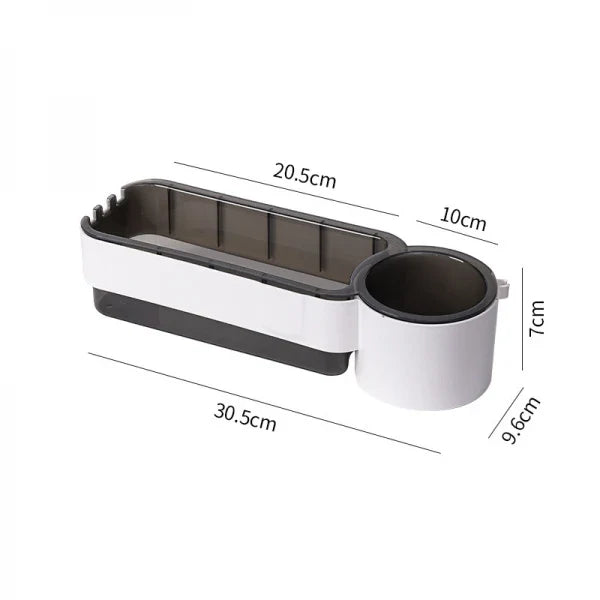 Suport autoadeziv pentru uscatorul de par, pahar pentru articole baie, ABS,  30.5 x 9.6 x 7 , alb