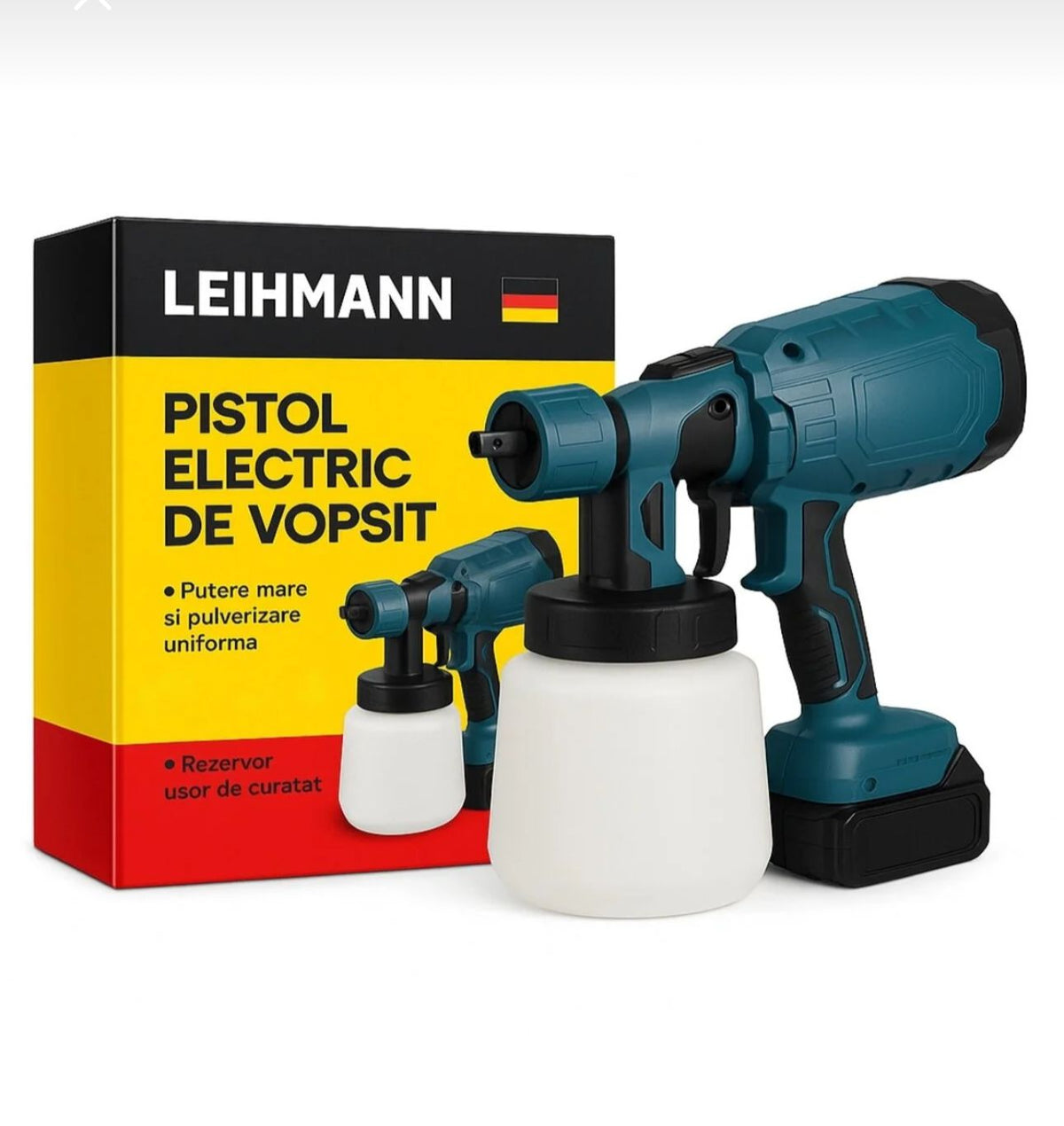 Pistol Electric de vopsea cu 1 acumulator de 48v, 1000ml - 3 moduri de pulverizare, ideal pentru tavane, pereti si garduri, albastru