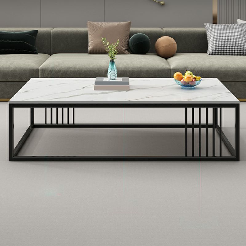 RESIGILAT - Masuta de cafea dreptunghiulara, minimalista, design nordic, aspect marmura alba, 120x60x43cm