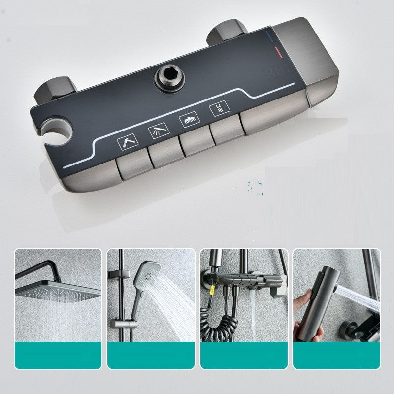 RESIGILAT - Coloana de Dus Smart, Afisaj LED Ceas, Grade, Control Termostatic, 4 Moduri de Pulverizare,Lumini LED, Materiale Premium, Para Dus, Robinet Ascuns, Fara Conectare Electrica