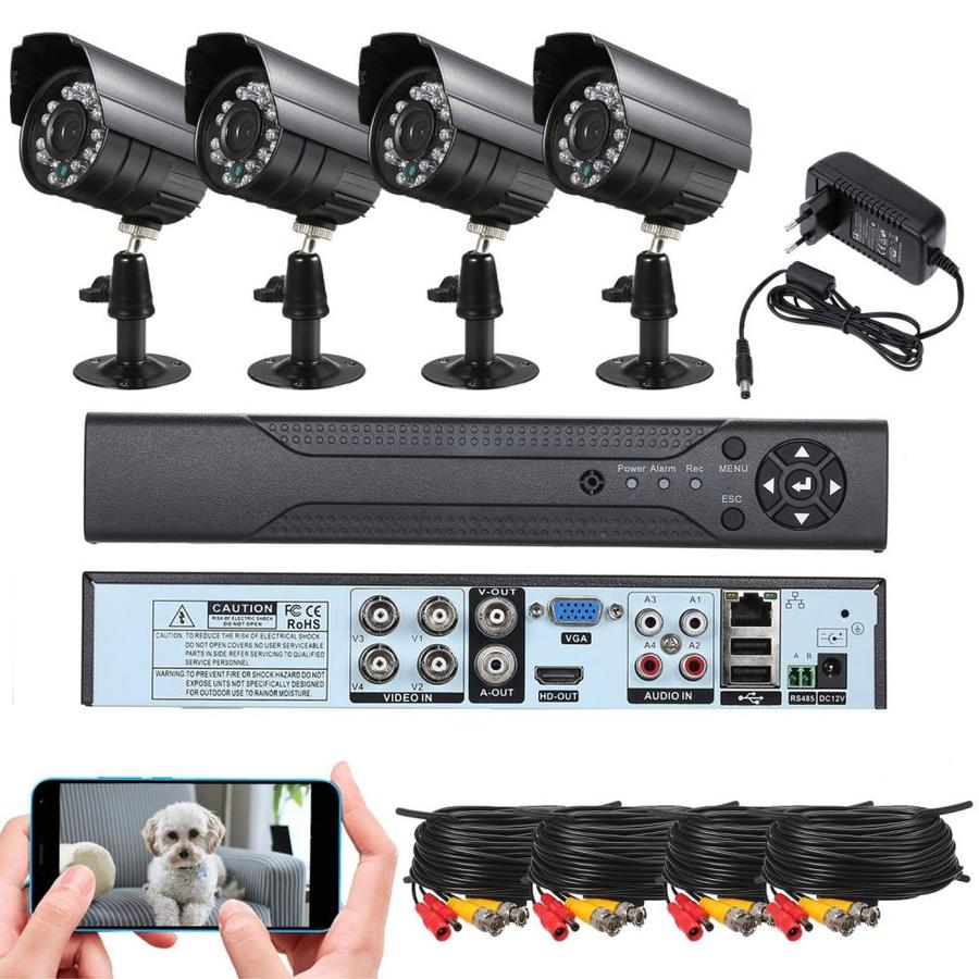 RESIGILAT - Sistem de supraveghere CCTV, Kit DVR cu 4 camere exterior / interior din metal