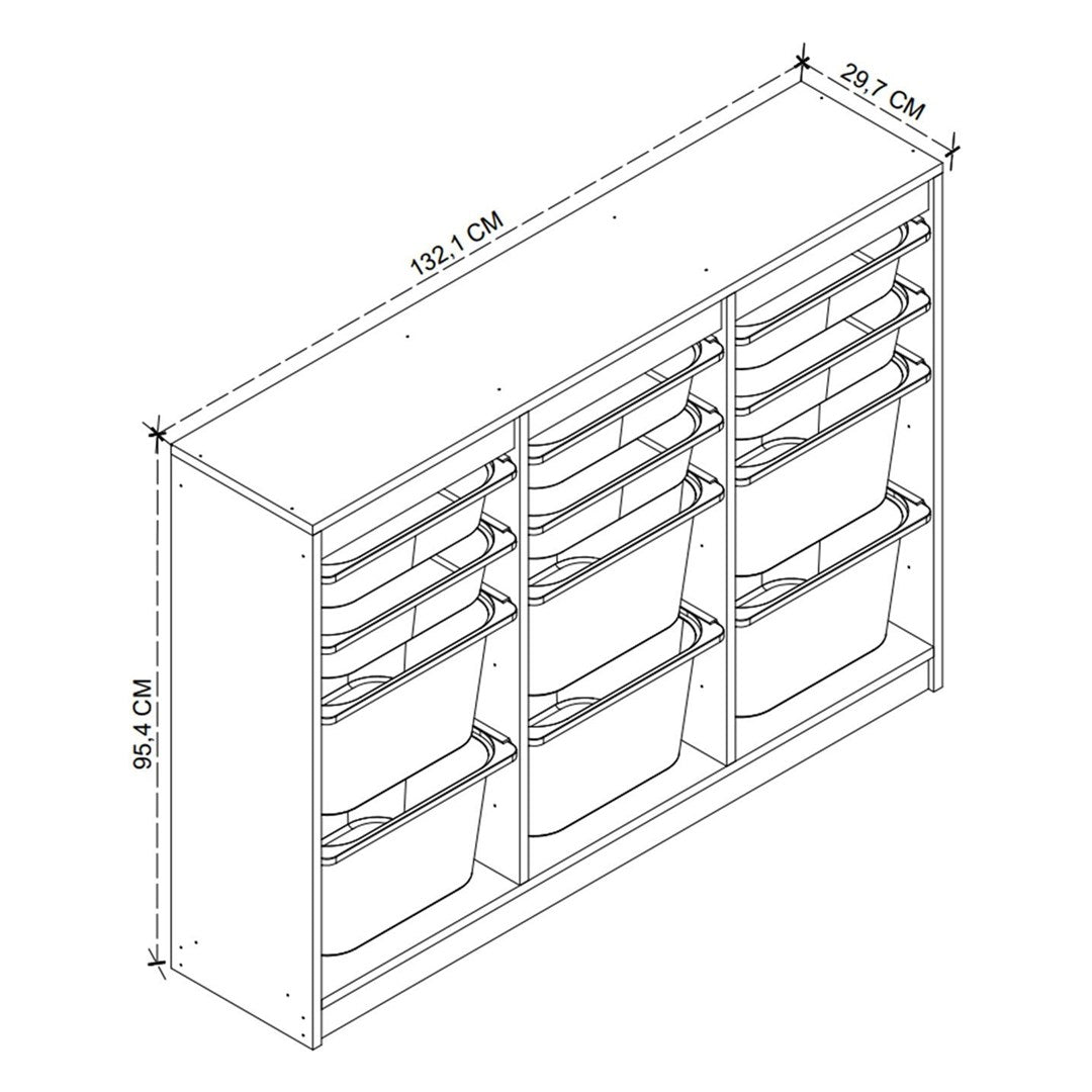Dulap Lara multifunctional cu 12 cosuri textile, organizator cu cadru metalic anti-rugina, capacitate maxima pentru dressing rufarie sau camera copii, cosuri detasabile, asamblare 30 minute, stil modern Stejar safir - detaliu 6