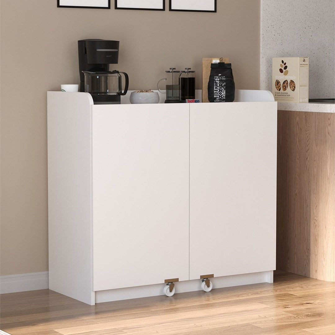 Dulap Gokce camara multifunctional 80 x 180 cm, dulap bucatarie sau depozitare inalt, rafturi reglabile pe inaltime, usi cu inchidere silentioasa soft-close, PAL melaminat 18 mm rezistent la umiditate, stil modern Alb - detaliu 6