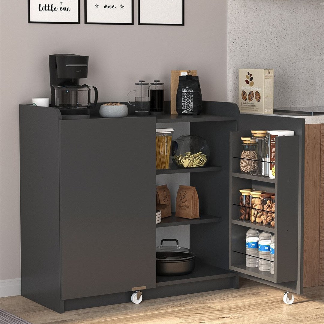 Dulap Gokce camara multifunctional 80 x 180 cm, dulap bucatarie sau depozitare inalt, rafturi reglabile pe inaltime, usi cu inchidere silentioasa soft-close, PAL melaminat 18 mm rezistent la umiditate, stil modern Pin natur - detaliu 10