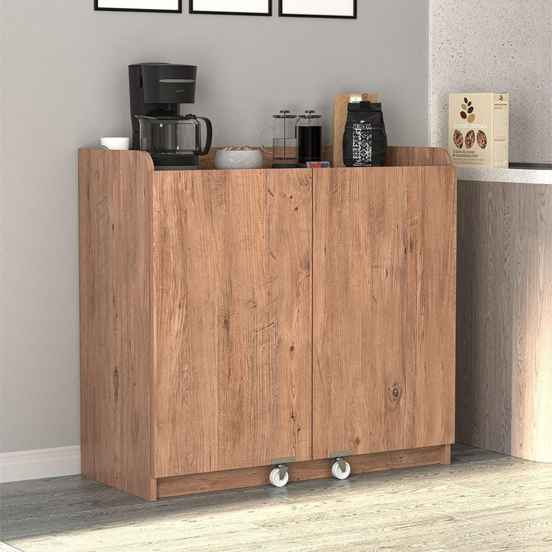 Dulap Gokce camara multifunctional 80 x 180 cm, dulap bucatarie sau depozitare inalt, rafturi reglabile pe inaltime, usi cu inchidere silentioasa soft-close, PAL melaminat 18 mm rezistent la umiditate, stil modern Pin natur - detaliu 5