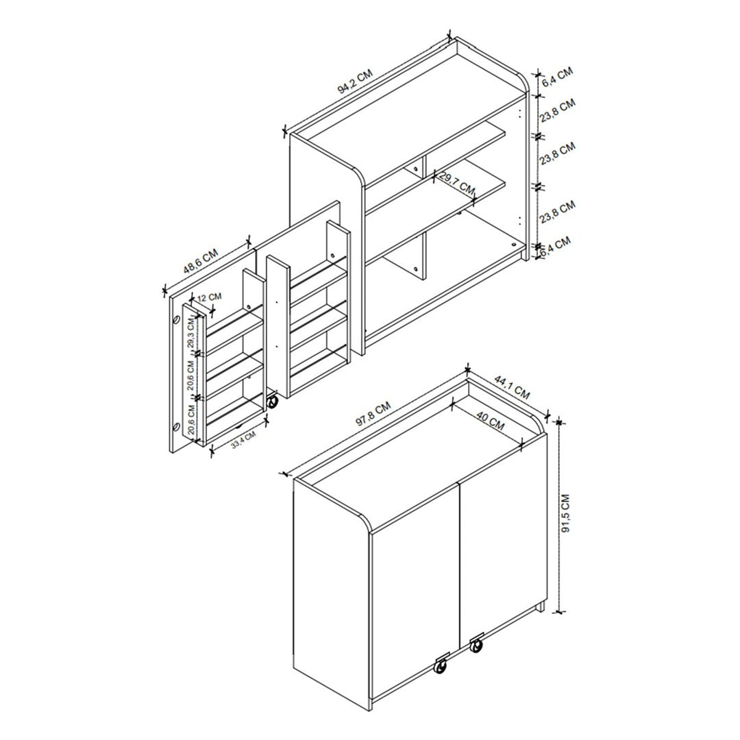 Dulap Gokce camara multifunctional 80 x 180 cm, dulap bucatarie sau depozitare inalt, rafturi reglabile pe inaltime, usi cu inchidere silentioasa soft-close, PAL melaminat 18 mm rezistent la umiditate, stil modern Pin natur - detaliu 7
