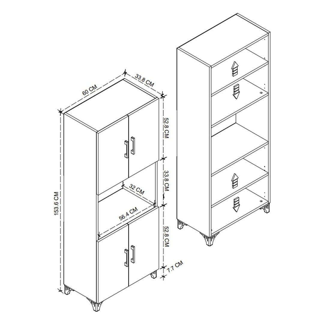 Dulap Ece pentru cuptor microunde, suport microunde cu raft superior si usa 60 x 90 cm, dulap bucatarie compact, PAL melaminat 18 mm clasa E1, ideal pentru bucatarii mici, stil modern minimalist scandinav Antracit - detaliu 6