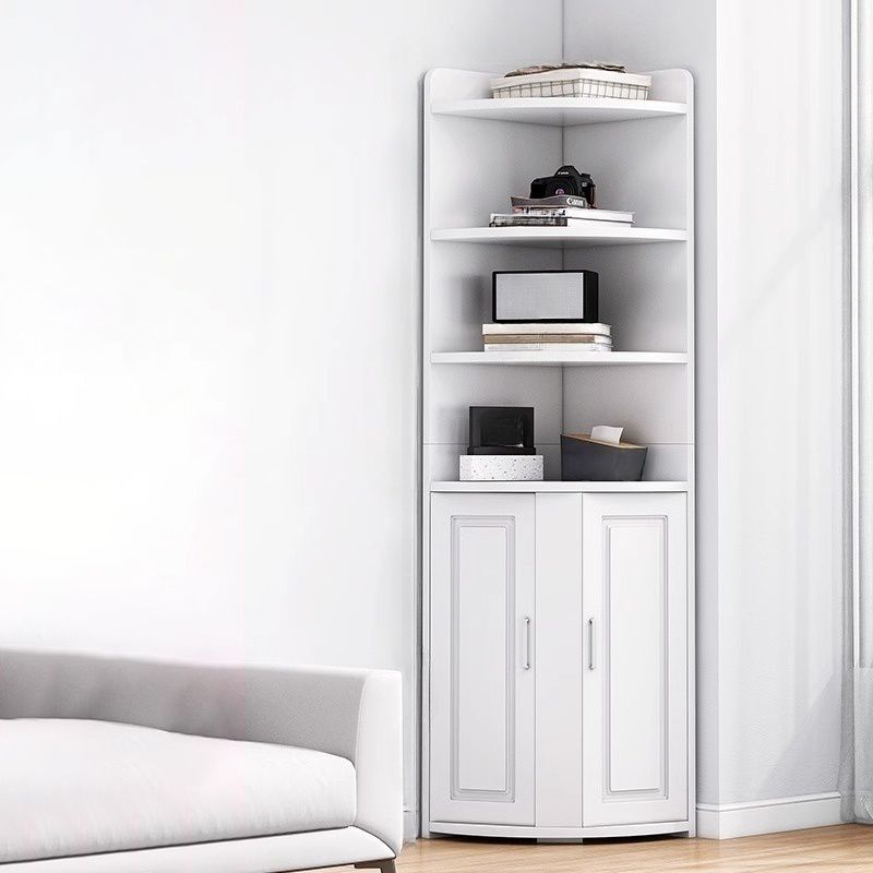 RESIGILAT - Biblioteca pentru colt cu 4 polite si dulap 2 usi, 180x50x50cm, alb