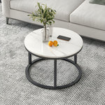 RESIGILAT - Masuta de cafea rotunda, aspect marmura, blat MDF, cadru metalic, 60x40cm