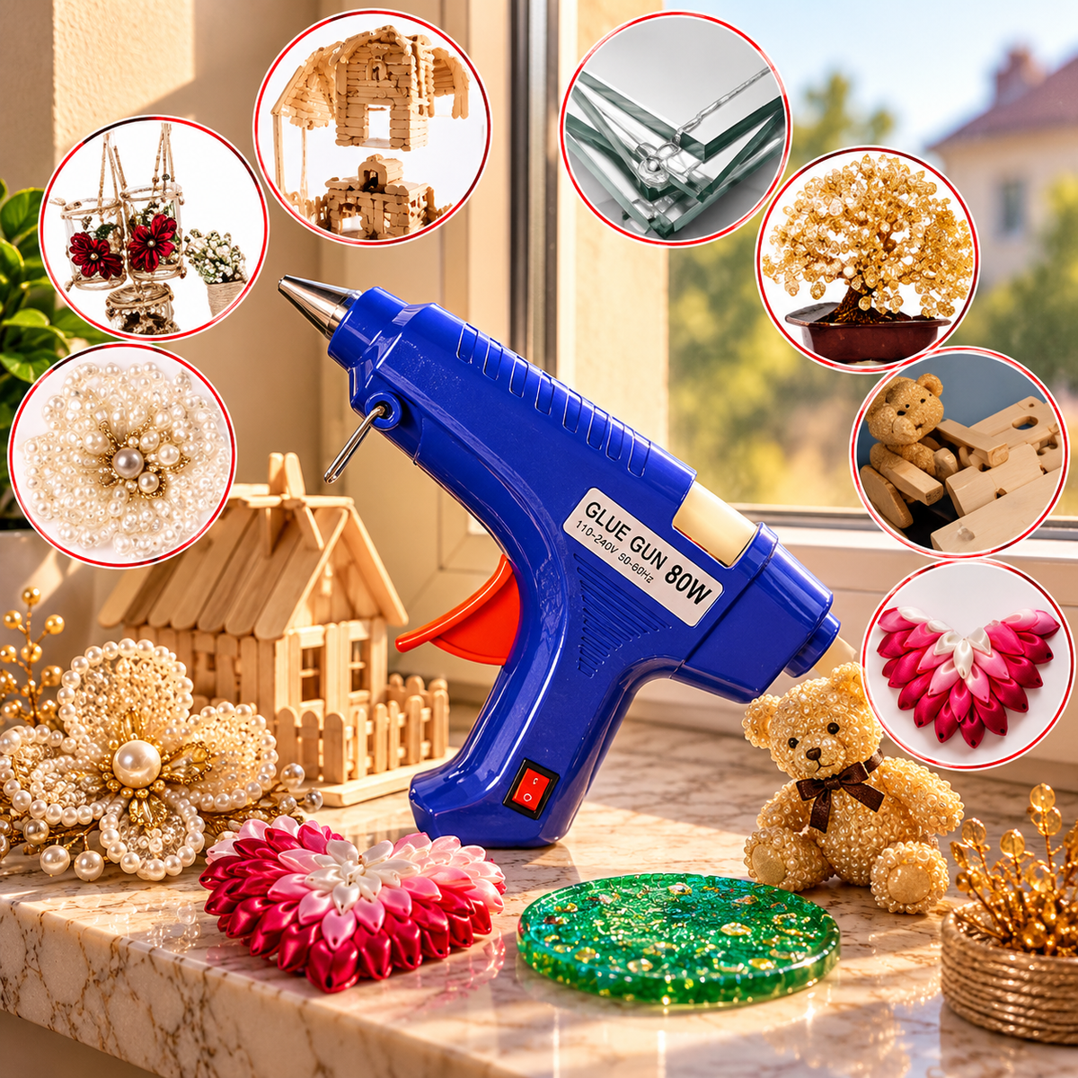 Pistol de lipit cu baghete silicon, putere 60W/80W