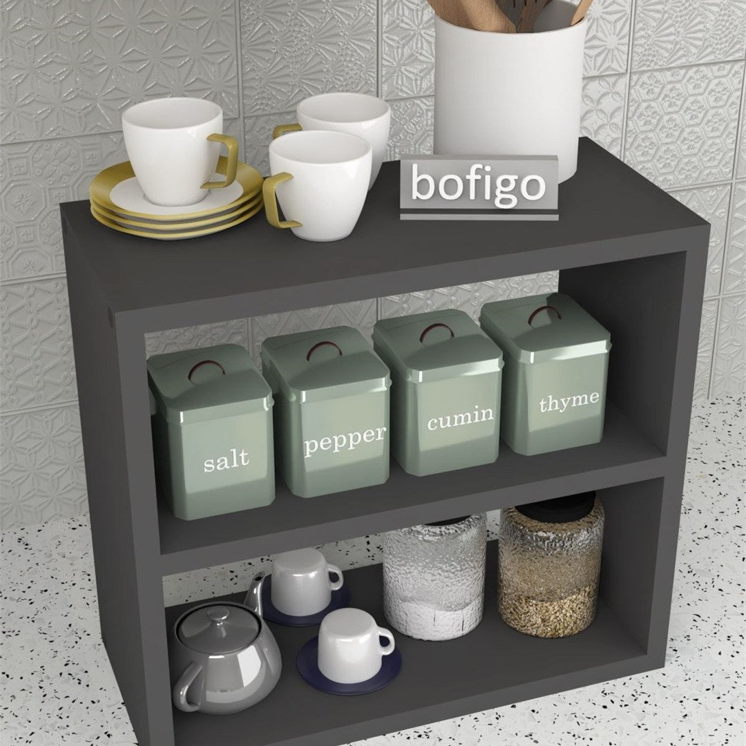 Raft condimente 3 nivele, suport condimente bucatarie cu cadru metalic anti-rugina, organizator pentru sticle si ustensile mici 50 x 30 cm, montaj pe perete sau blat, curatare usoara, stil modern industrial Alb - detaliu 9