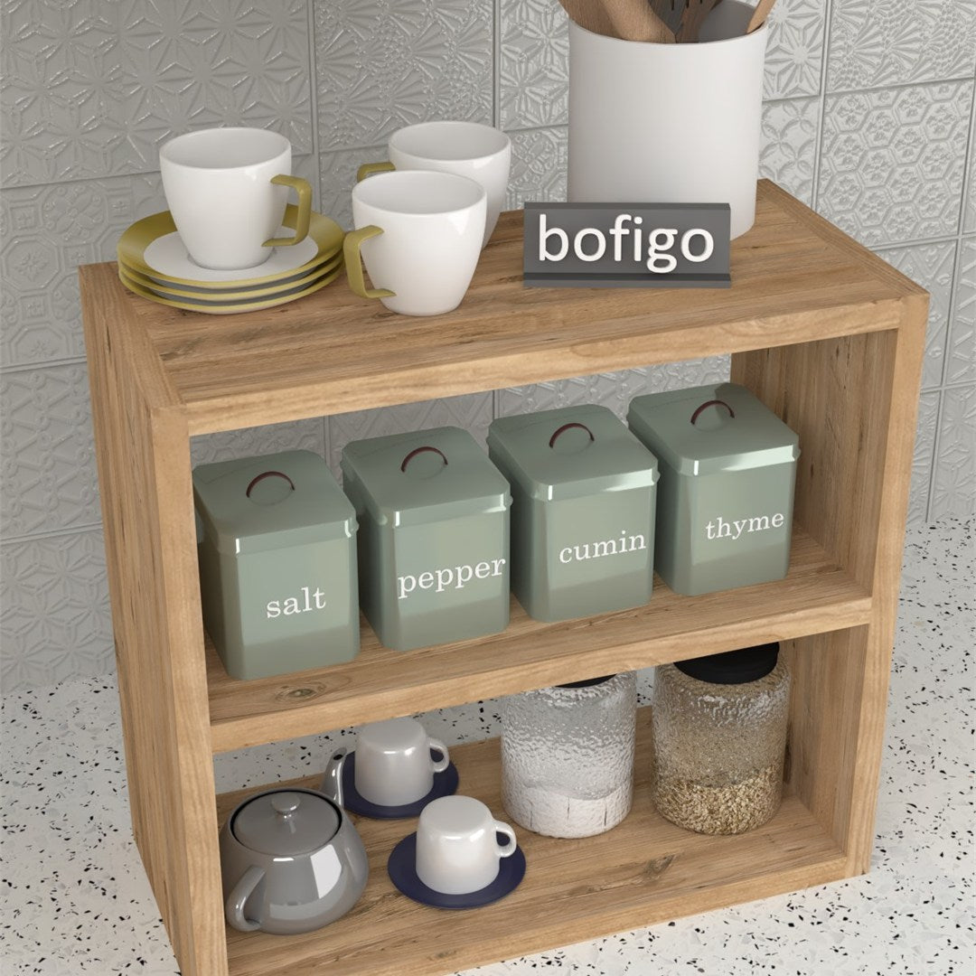 Raft condimente 3 nivele, suport condimente bucatarie cu cadru metalic anti-rugina, organizator pentru sticle si ustensile mici 50 x 30 cm, montaj pe perete sau blat, curatare usoara, stil modern industrial Antracit - detaliu 8
