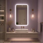 Oglinda LED Premium 80x60 cm Dreptunghiulara Iluminare Ambientala Touch 3 Culori Design Modern Minimalist