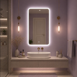 Oglinda LED Premium 80x60 cm Dreptunghiulara Iluminare Ambientala Touch 3 Culori Design Modern Minimalist