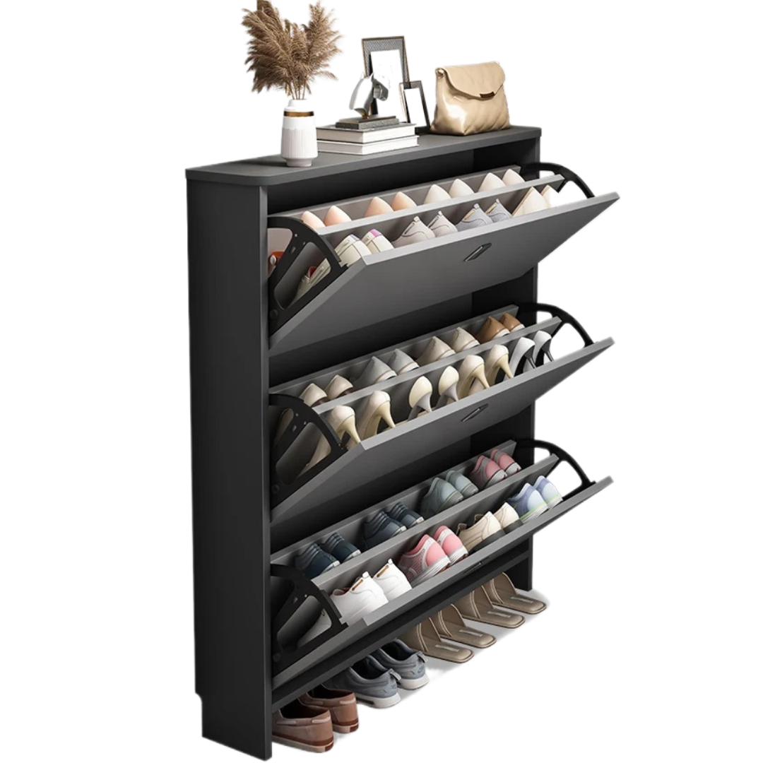 Pantofar modern cu 3 Uși – Gri, 50/80 x 17 x 120 cm