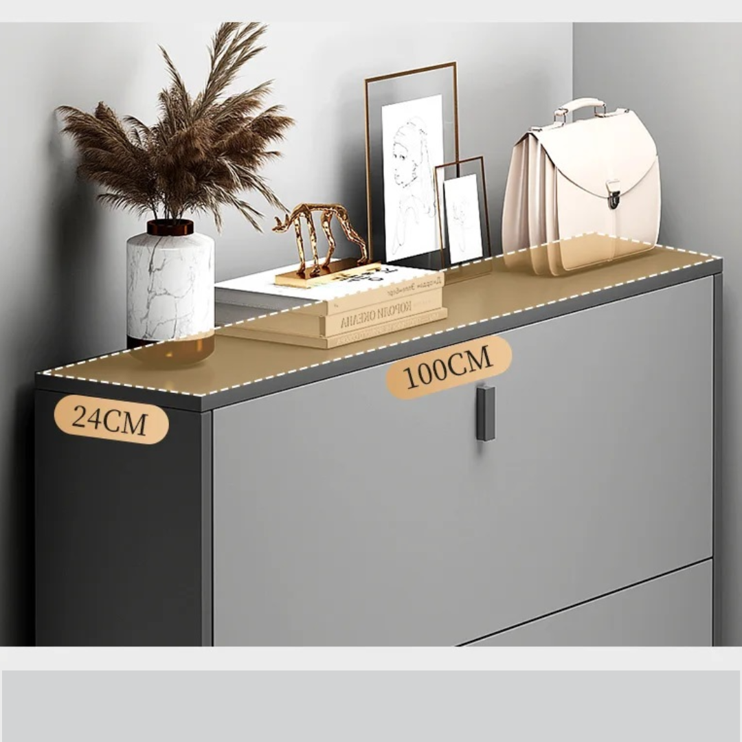 Pantofar modern cu 3 Uși – Gri, 50/80 x 17 x 120 cm