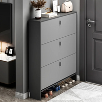 RESIGILAT - Pantofar modern cu 3 Uși – Gri, 50/80 x 17 x 120 cm