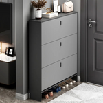 Pantofar modern cu 3 Uși – Crem/Gri, 50/60 x 17 x 100 cm