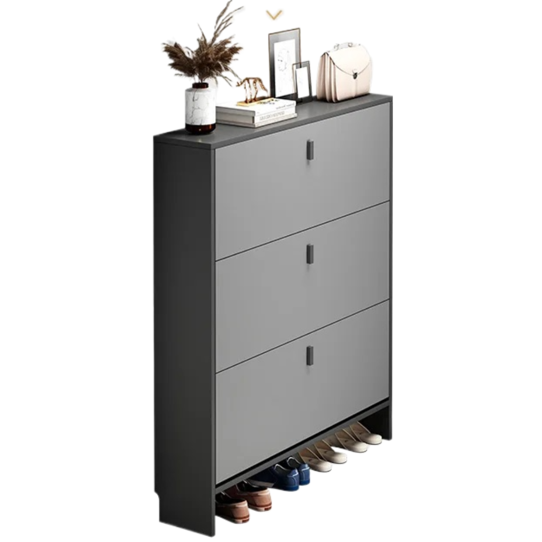 Pantofar modern cu 3 Uși – Gri, 50/80 x 17 x 120 cm