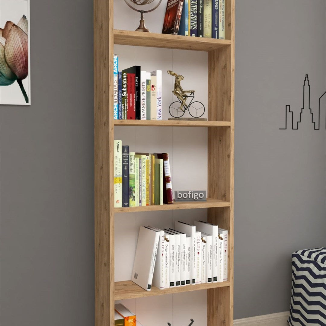Biblioteca decorativa cu 5 rafturi din PAL, etajera carti 60 x 160 cm, structura integrala PAL melaminat 18 mm clasa E1, montaj rapid cu suruburi pre-gaurite, pentru birou living sau dormitor, stil clasic modern Antracit - detaliu 8