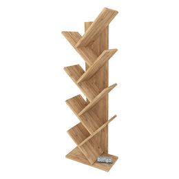 Biblioteca Copac cu rafturi decorative, etajera living 122 x 44 x 22 cm in forma de copac, cadru metalic negru + polite PAL melaminat 18 mm, element decorativ remarcabil pentru living sau birou, stil industrial modern