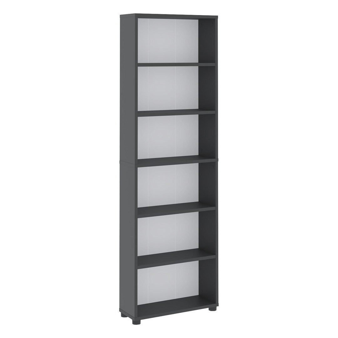 Biblioteca cu 6 rafturi din PAL, etajera carti 60 x 180 cm, PAL melaminat 18 mm clasa E1 cu margini ABS finisate, raft spatios pentru birou living sau dormitor, stil clasic modern scandinav Antracit - detaliu 4