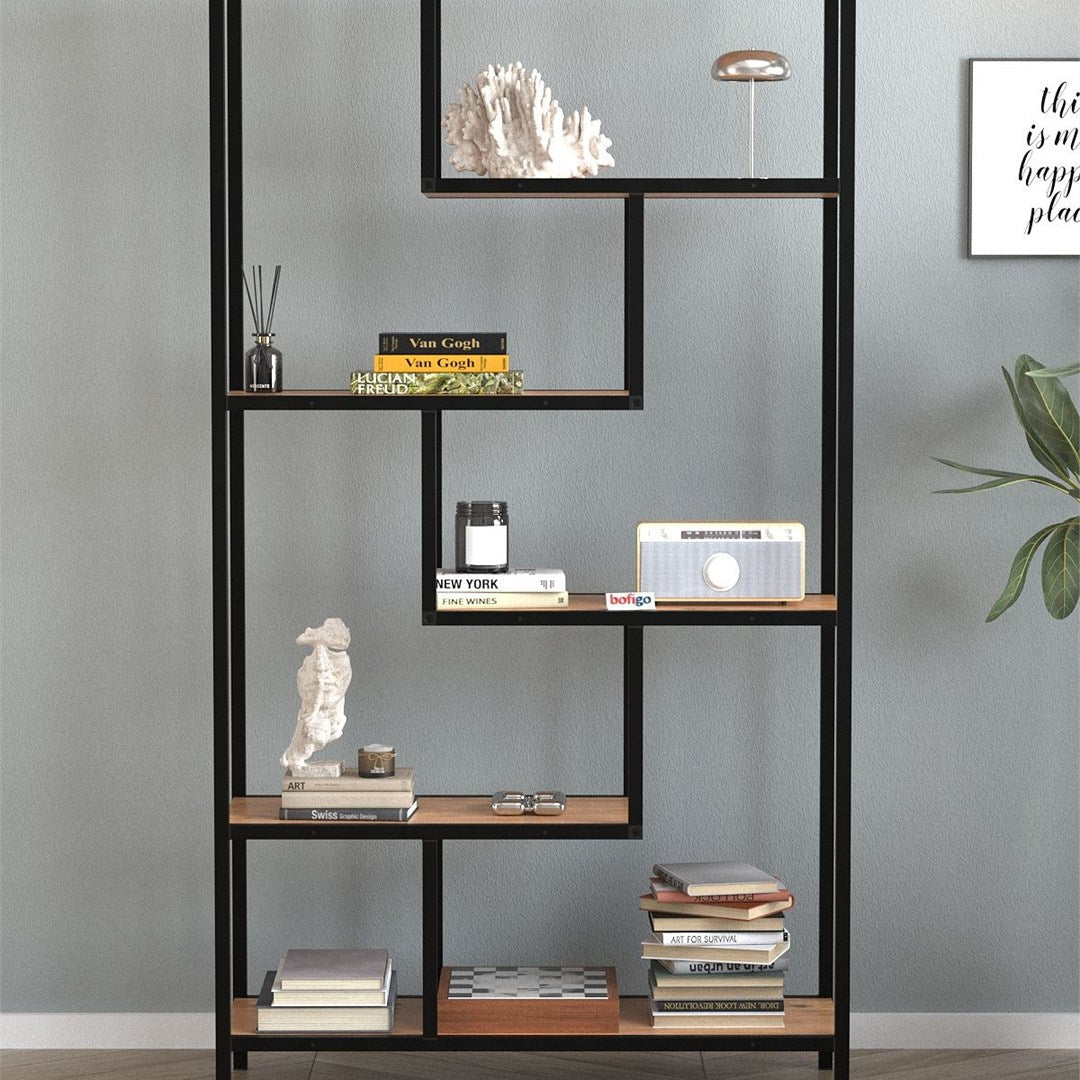 Biblioteca Larissa clasica cu rafturi multiple, etajera carti 80 x 175 cm, PAL melaminat 18 mm clasa E1, design discret se integreaza in orice camera, feronerie pre-instalata, stil modern scandinav minimalist Pin natur - detaliu 3