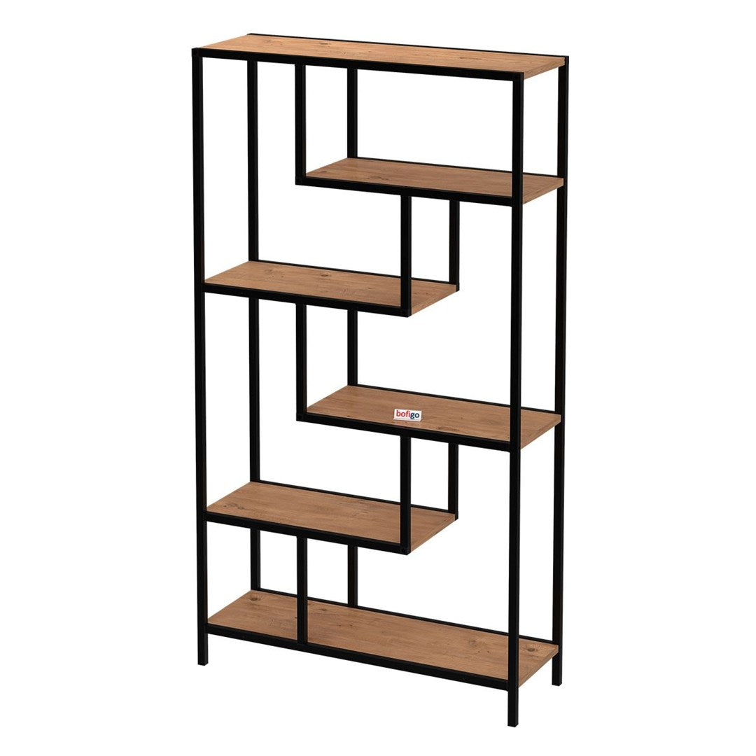 Biblioteca Larissa clasica cu rafturi multiple, etajera carti 80 x 175 cm, PAL melaminat 18 mm clasa E1, design discret se integreaza in orice camera, feronerie pre-instalata, stil modern scandinav minimalist Pin natur - detaliu 5