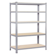 RESIGILAT - Raft metalic cu 5 polite, cadru otel galvanizat, polita MDF, 175kg/polita