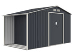 Casuta / magazie de gradina premium metalica, MESTERINO Luke B Gri/Bej, dimensiuni 342x191x202 cm, cu baza metalica