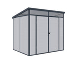 Casuta / magazie de gradina premium din material plastic, KLUGMEISTER Toya B Gri, dimensiuni 238x191x215 cm, cu baza metalica