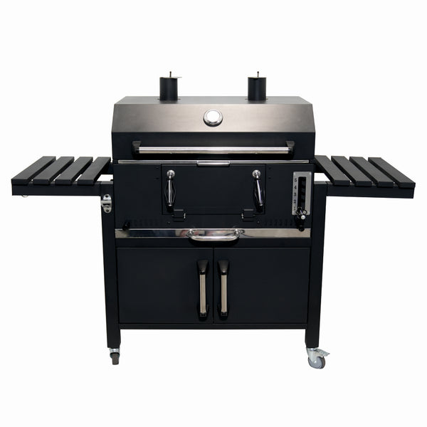 Gratar pe carbuni KLUGMEISTER FT01-070, material otel (husa inclusa), cu capac si roti de deplasare, suprafata gatire 72x43 cm