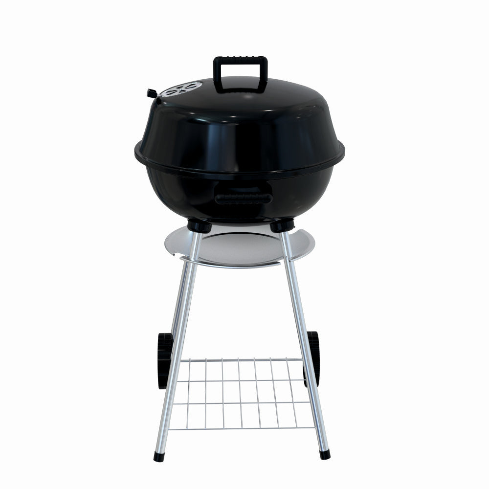 Gratar pe carbuni KLUGMEISTER KY22018A, material otel, cu capac si roti de deplasare, diametru gatire 54 cm, inaltime gatire 78 cm