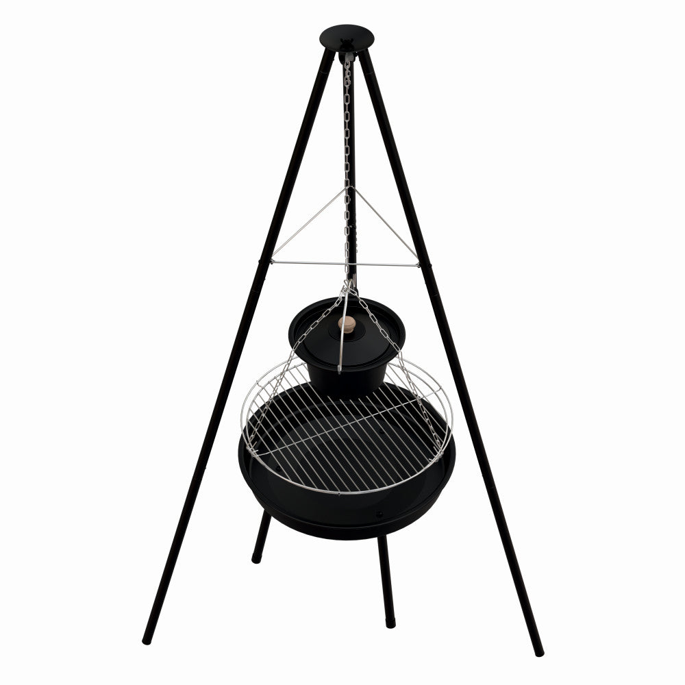 Gratar pe carbuni KLUGMEISTER KY23020A, material otel, suspendat, cu trepied, diametru 49 cm
