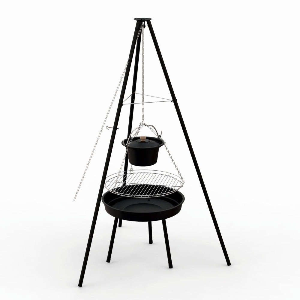 Gratar pe carbuni KLUGMEISTER KY23020A, material otel, suspendat, cu trepied, diametru 49 cm