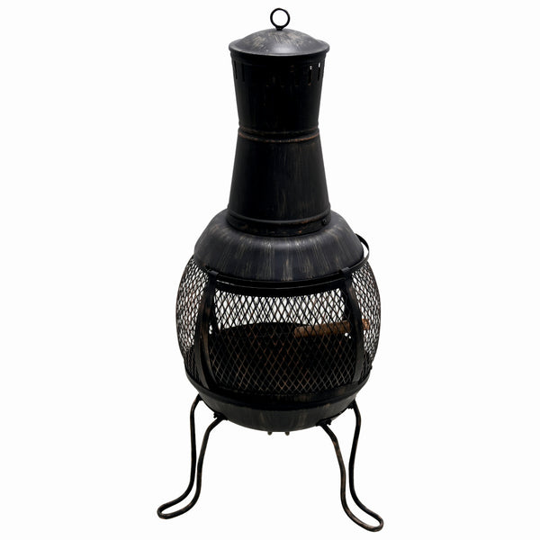 Semineu pentru terasa KLUGMEISTER KY1822M, material otel, capac superior, gratar interior, dimensiuni 43x43x91 cm