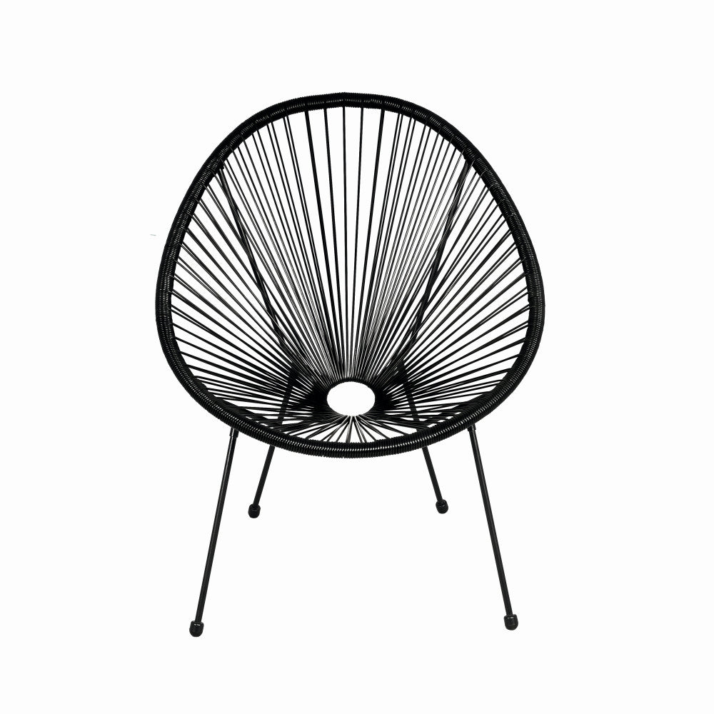 Scaun terasa MESTERINO JFC038 72x74x86 cm, structura din otel, sezut din ratan, culoare neagra