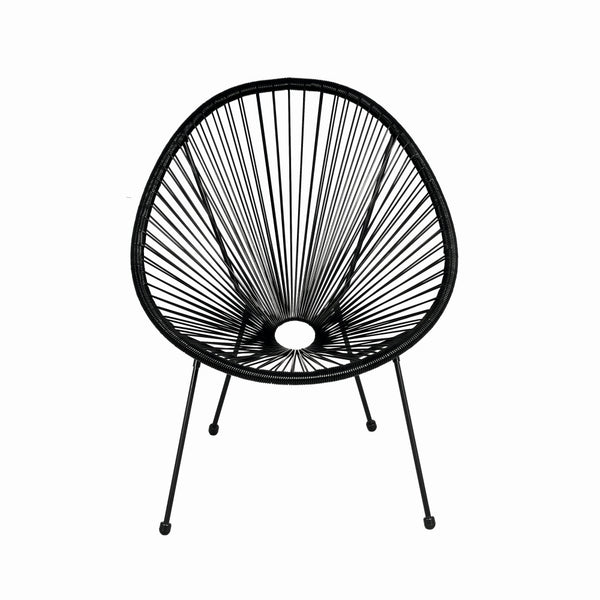 Scaun terasa MESTERINO JFC038 72x74x86 cm, structura din otel, sezut din ratan, culoare neagra