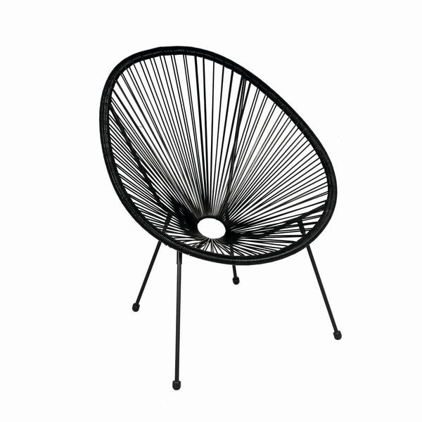 Scaun terasa MESTERINO JFC038 72x74x86 cm, structura din otel, sezut din ratan, culoare neagra